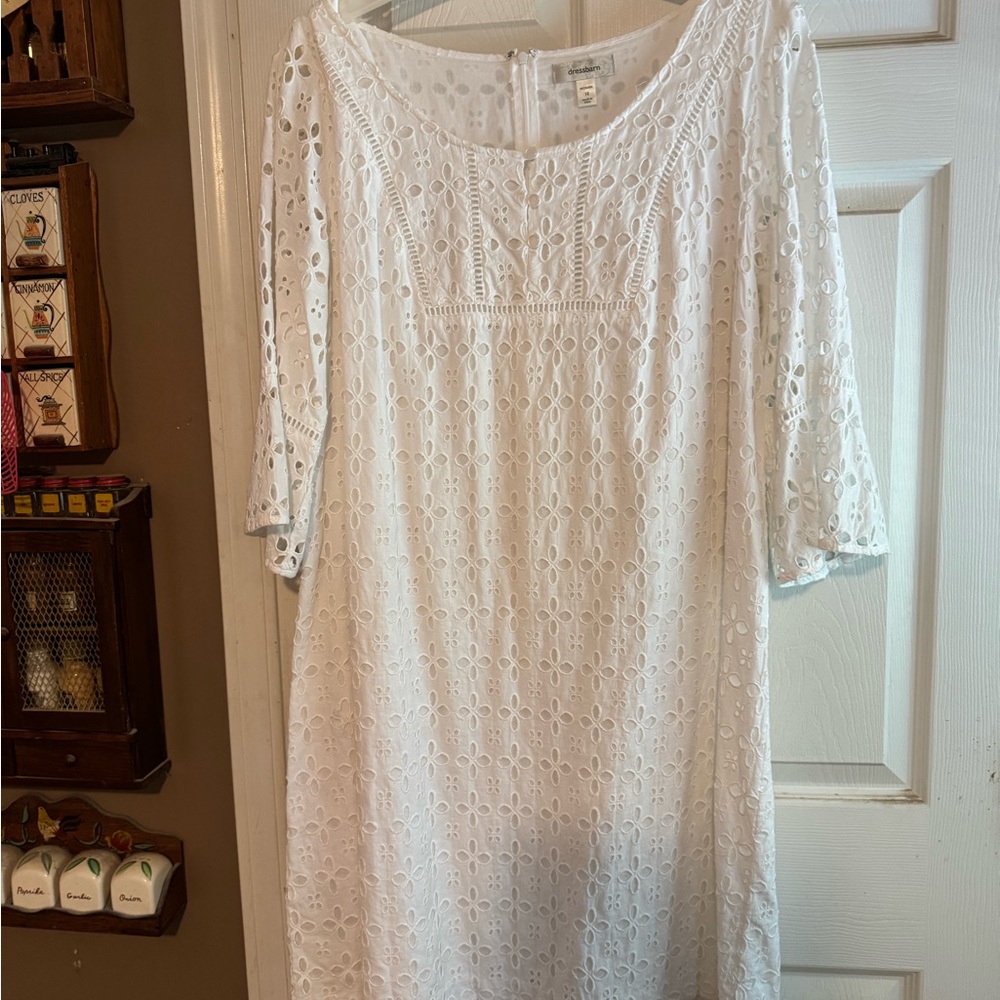 dressbarn White Lace Long Sleeve Dress